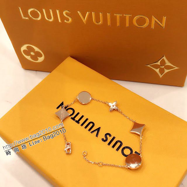 Louis Vuitton純銀飾品 路易威登限定天然白母貝五花手鏈 LV四葉草玫瑰金可調節手鏈  zglv2173